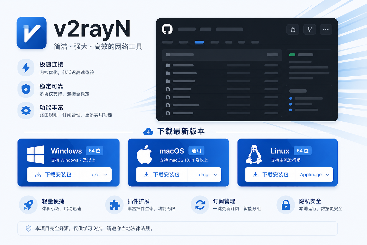 V2RayN最新版下载Windows电脑客户端界面展示